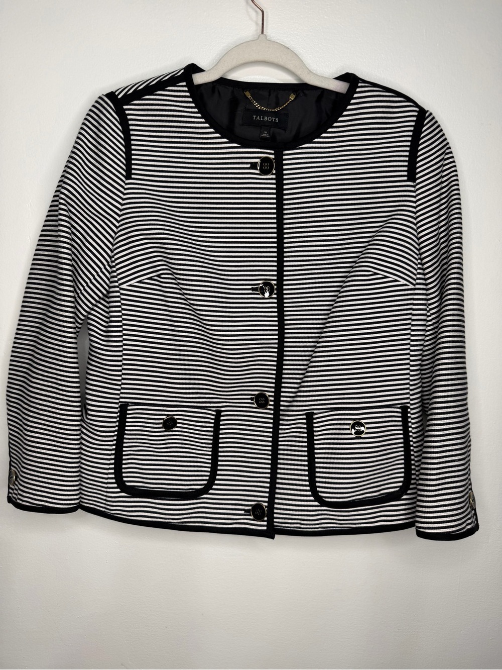 Talbots Black & White Striped Jacket